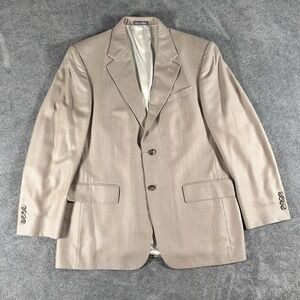 Oscar de la Renta Blazer Tan Silk Wool Blend Sport Coat Made in Colombia 42R